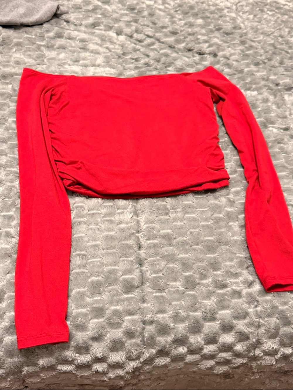 Hollister Red Long Sleeve Off-Shoulder Crop Top